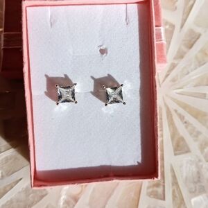 Square Diamond Stud Earrings